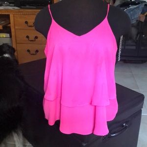 Bright neon pink layered top